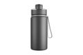 Black Sports matte bottle. Bike reusable drink flask. Royalty Free Stock Photo