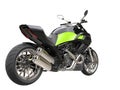 Black sports motorcycle with green details