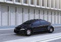 Black sports sedan on the street