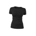 Mockup of womens black sports t-shirt, 3D rendering, isolated on background, front view