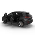 Black Sports Utility Vehicle Isolated on White. Opened doors. 3D illustration Royalty Free Stock Photo
