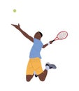 Black sportsman tennis player with racket and ball