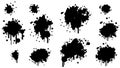 Black Spray Different Set Paint Blot Element Vector Design Object Brush Grunge