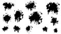 Black Spray Different Set Paint Blot Element Vector Design Object Brush Grunge