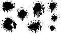 Black Spray Different Set Paint Blot Element Vector Design Object Brush Grunge