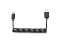 Black Spring Extendable Mini USB Data Sync/ Charger Cable