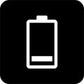 Black Square Battery 1 Icon, simple line vector for UI UX design. Symbol for website and mobile app interface and navigation Royalty Free Stock Photo