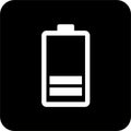 Black Square Battery 2 Icon, simple line vector for UI UX design. Symbol for website and mobile app interface and navigation Royalty Free Stock Photo