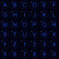 Black Square Blue Glow Alphabet Number Buttons