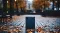 A black square box sitting on the ground in a park, AI Royalty Free Stock Photo