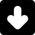 Black Square Down Arrow Vector Icon, simple line vector for UI UX design. Symbol for website and mobile app interface and Royalty Free Stock Photo