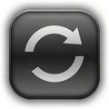 Black square icon with rounded corners featuring a white circular arrow, indicating a Royalty Free Stock Photo