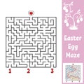 Black square labyrinth. Kids worksheets. Activity page. Game puzzle for children. Easter, egg, holiday. Find the right path to the