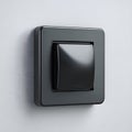 black Square Light Switch with Recessed Button on a Black Background electrical switch wall switch, Isolated On Transparent Royalty Free Stock Photo