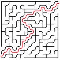Black square maze 15x15 with help Royalty Free Stock Photo