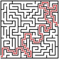 Black square maze 20x20 with help Royalty Free Stock Photo