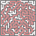 Black square maze 20x20 with help Royalty Free Stock Photo