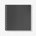 Black square realistic notebook on spiral mockup