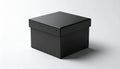 Black Square Smooth Box with Lid on White Background gift present Royalty Free Stock Photo