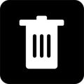 BLACK SQUARE TRASH CAN ICON, simple line vector for UI UX design. Symbol for website and mobile app interface and navigation Royalty Free Stock Photo