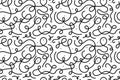 black squiggle doodle seamless pattern. Creative abstract squiggle style drawing background for children