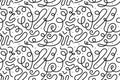 black squiggle doodle seamless pattern. Creative abstract squiggle style drawing background