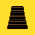 Black Staircase icon isolated on yellow background. Long shadow style. Vector