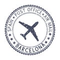 Black stamp with BARCELONA, Spain and aircraft symbol