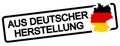 black stamp with text from German production