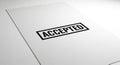 Black Stamp With The Word Accepted On A White Paper With A Shadow approval confirmation Royalty Free Stock Photo