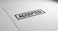 Black Stamp Word ACEPTED on White Paper Document accepted approval Royalty Free Stock Photo