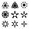 Black star arrow symbols