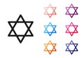 Black Star of David icon isolated on white background. Jewish religion symbol. Symbol of Israel. Set icons colorful Royalty Free Stock Photo