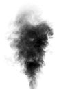 Black steam looking like smoke on white background Royalty Free Stock Photo