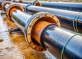Durable Black Steel Water Supply Pipes with RustResistant Coating Ensuring Safety and Longevity in Plumbing Systems Royalty Free Stock Photo
