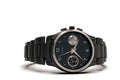 Black steel wrist watch with metal bracelet, close-up Royalty Free Stock Photo