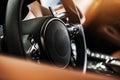 Black Steering Wheel Closeup