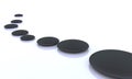 Black stepping stones with shadow on white background
