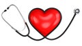 Black Stethoscope in Shape of Heart with the Red Heart Symbol. Medicine Equipment and Medical Health Care Design