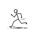 Black stick figure running with energetic motion and transparent background Royalty Free Stock Photo