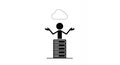 Black Stickman with Cloud Above and Server Stack on White Background Royalty Free Stock Photo