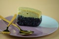 Black sticky rice with egg steamed custard Royalty Free Stock Photo