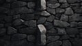 Black Stone Background, Stacked Stones, Stacked Stone Wall. Generative AI Royalty Free Stock Photo