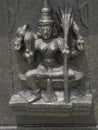 Bangalore, Karnataka, India - January 1, 2009 Black stone carving sculpture of Hindu deities in Lakshmi Narayana Temple