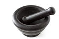 Black stone mortar and pestle Royalty Free Stock Photo