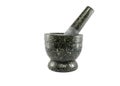 Black stone mortar and pestle isolated on white background Royalty Free Stock Photo