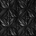 Black Stone Mosaic Flower Pattern. AI generative