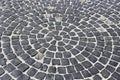 Black stone pavement in the form of circles