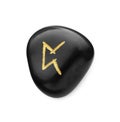 Black stone rune Perth isolated on white Royalty Free Stock Photo