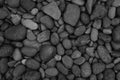 black stone, Shiny black lava pebbles on the beach, Black lava pebble stone Royalty Free Stock Photo